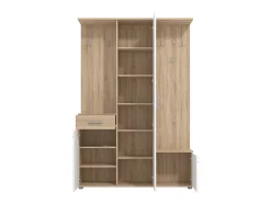 Discount Vente-unique Guarda-roupa com espaços de arrumação e 1 espelho natural e branco - CAMOLA Natural claro / Branco