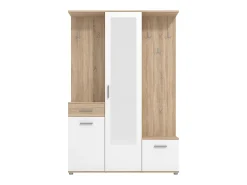 Discount Vente-unique Guarda-roupa com espaços de arrumação e 1 espelho natural e branco - CAMOLA Natural claro / Branco