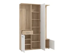 Discount Vente-unique Guarda-roupa com espaços de arrumação e 1 espelho natural e branco - CAMOLA Natural claro / Branco