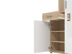 Discount Vente-unique Guarda-roupa com espaços de arrumação e 1 espelho natural e branco - CAMOLA Natural claro / Branco
