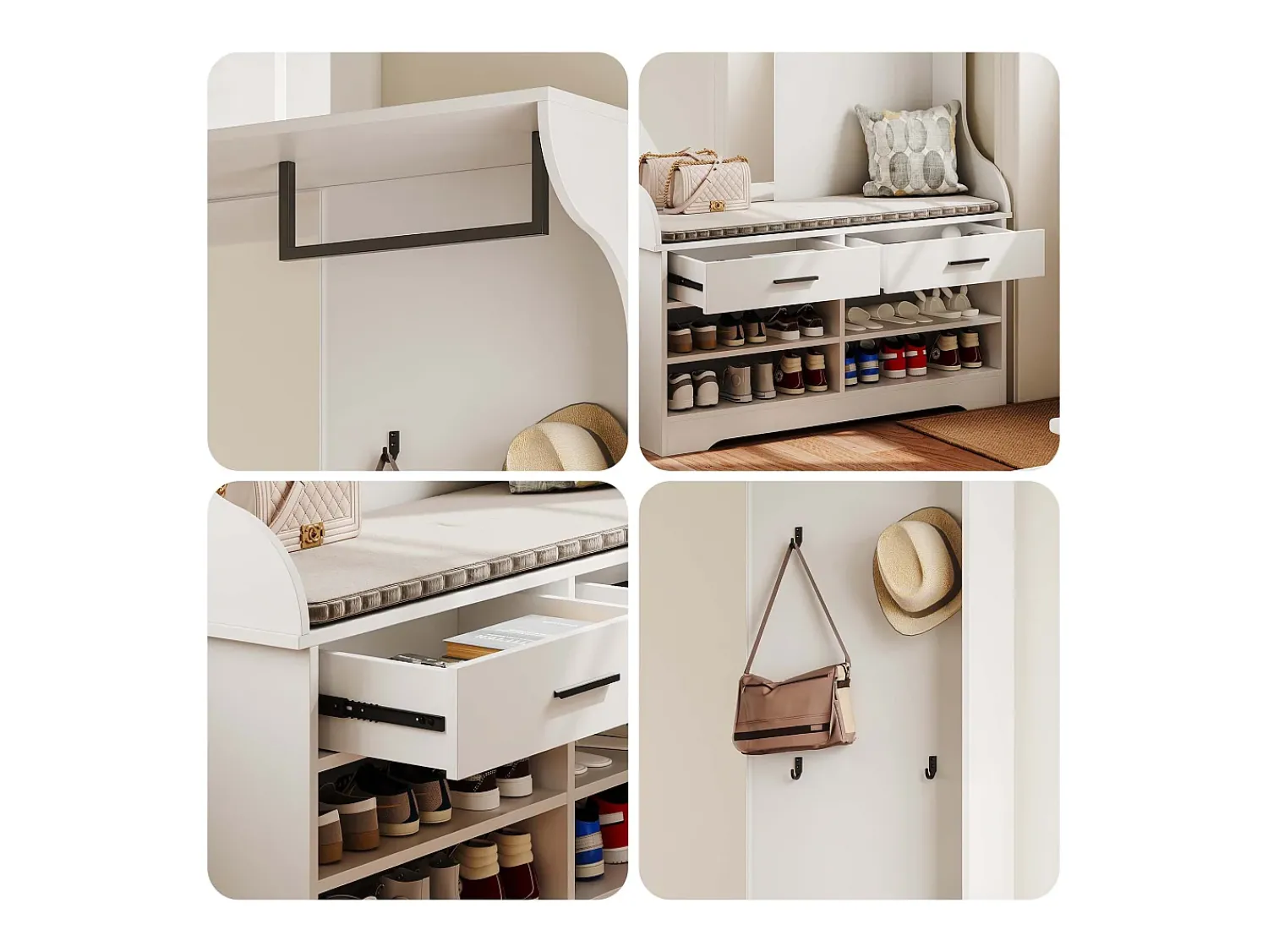 Guarda-roupa de corredor com espelho, ganchos e sapateira - Design moderno^ Móvel De Entrada