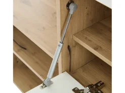 Best ModernLuxe Guarda-roupa de entrada 100×38,5×190 cm - com espelho e organizador de sapatos - com 1 gaveta e 2 compartimentos - branco + natural Natural claro