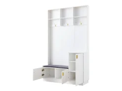 Móvel De Entrada|ModernLuxe Guarda-roupa de entrada moderno - com cabideiro e armazenamento para sapatos - Banco com armazenamento - com 3 ganchos - Branco