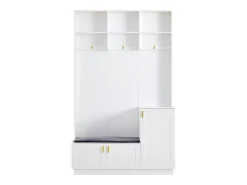 Móvel De Entrada|ModernLuxe Guarda-roupa de entrada moderno - com cabideiro e armazenamento para sapatos - Banco com armazenamento - com 3 ganchos - Branco