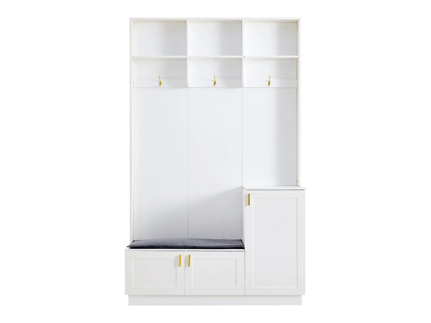 Móvel De Entrada|ModernLuxe Guarda-roupa de entrada moderno - com cabideiro e armazenamento para sapatos - Banco com armazenamento - com 3 ganchos - Branco