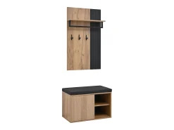 Merax Guarda-roupa de sala - sapateira + painel com 8 ganchos - 70 x 36 x 146 cm - preto e natural^ Móvel De Entrada