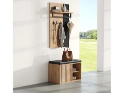 Merax Guarda-roupa de sala - sapateira + painel com 8 ganchos - 70 x 36 x 146 cm - preto e natural^ Móvel De Entrada