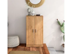 Online Guarda-roupa moderno de carvalho natural para corredor de sapatos Rhin Castanho