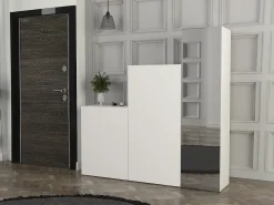 Móvel De Entrada|Vente-unique Guarda-roupa modular com 1 espelho e 3 portas - TELEZA Branco