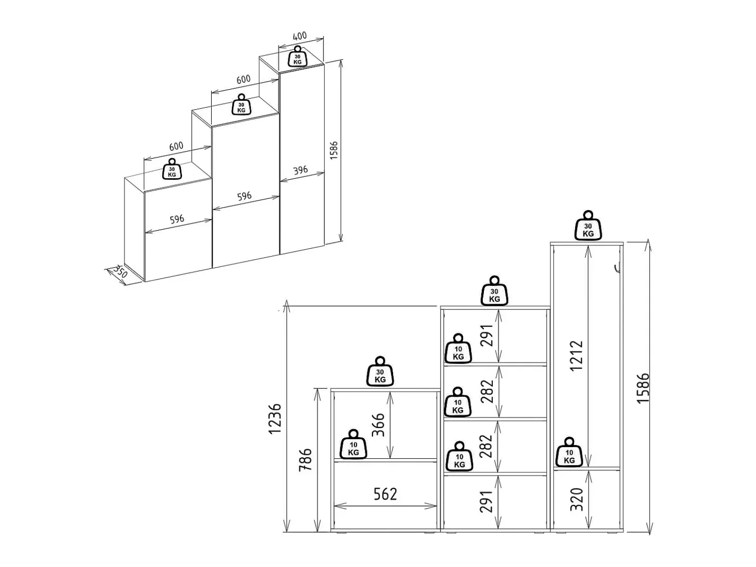 Móvel De Entrada|Vente-unique Guarda-roupa modular com 1 espelho e 3 portas - TELEZA Branco