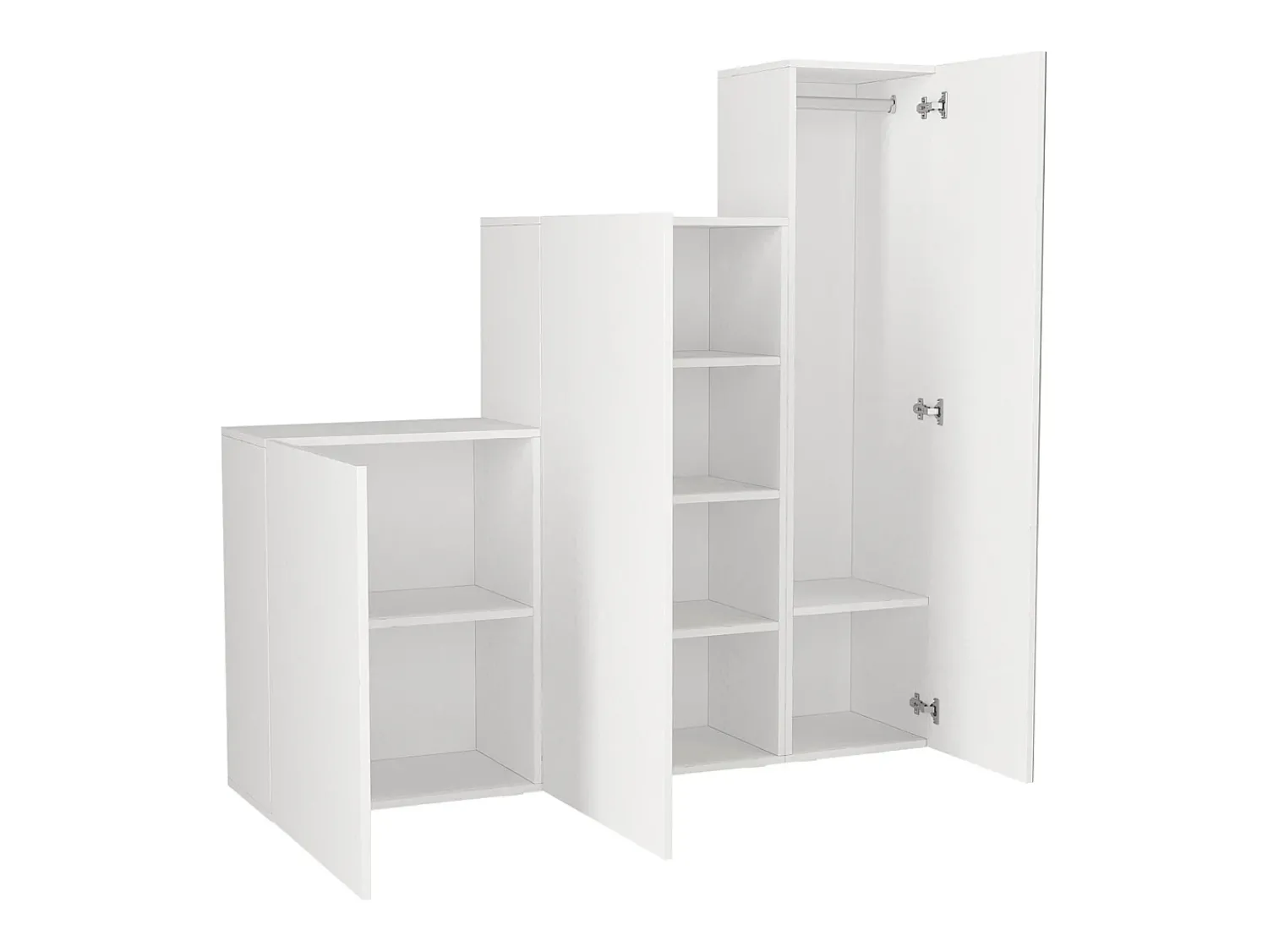 Móvel De Entrada|Vente-unique Guarda-roupa modular com 1 espelho e 3 portas - TELEZA Branco