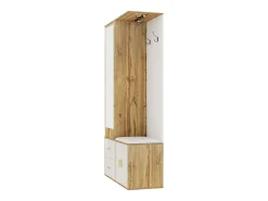 Outlet ModernLuxe Guarda-roupa 100x38x108.1 cm - Com espelho - Com sapateiro - Com ganchos e cabides retráteis - Branco + Natural Natural claro / Branco