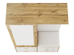 Outlet ModernLuxe Guarda-roupa 100x38x108.1 cm - Com espelho - Com sapateiro - Com ganchos e cabides retráteis - Branco + Natural Natural claro / Branco