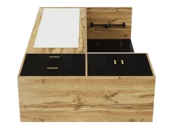 ModernLuxe Guarda-roupa 100x38x108.1 cm - Com espelho - Com sapateiro - Com ganchos e cabides retráteis - Preto + Natural^ Móvel De Entrada