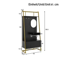 Sale Merax Guarda-roupa/armário de armazenamento com espelho + sapateira - ganchos de metal - 78 x 38,5 x 180,5 cm - MDF - Preto