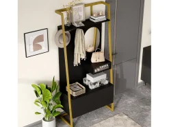 Sale Merax Guarda-roupa/armário de armazenamento com espelho + sapateira - ganchos de metal - 78 x 38,5 x 180,5 cm - MDF - Preto