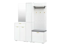 Móvel De Entrada*Merax Guarda-roupa/cabideiro - 150 x 36 x 180 cm - com banco para sapatos + armário + espelho + gavetas - aglomerado - Branco