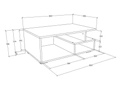New haaus Mesa de centro Tapa, branca, 80 x 50 x 40 cm Branco
