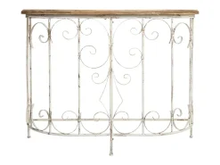 Consola* Hall de entrada em madeira e metal com acabamento envelhecido. Branco