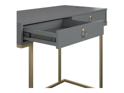 Consola|CosmoLiving by Cosmopolitan Haven | Secretária de computador com prateleira de efeito nogueira Cinzento