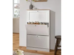 Acessórios De Arrumação*Loft24 Heide | Sapateira com 3 portas basculantes em Wood Look Branco