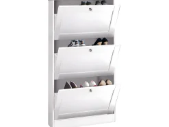 Acessórios De Arrumação*Loft24 Heide | Sapateira com 3 portas basculantes em Wood Look Branco