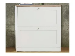 Loft24 Heide | Sapateira com 2 portas basculantes em Wood Look White^ Móvel De Arrumação|Sapateira