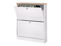 Loft24 Heide | Sapateira com 2 portas basculantes em Wood Look White^ Móvel De Arrumação|Sapateira