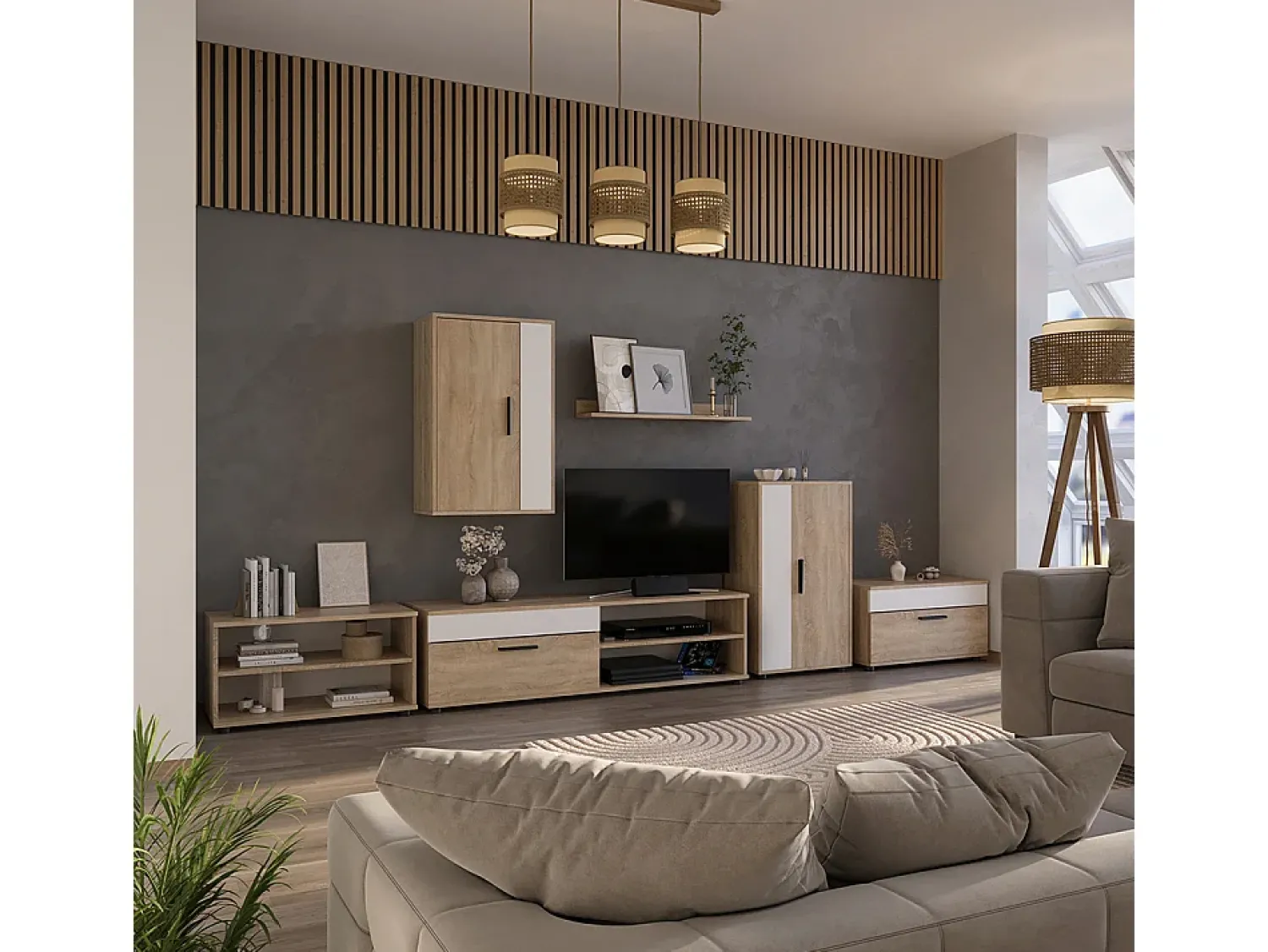 Prateleira|Vicco Hängeschrank sonoma/branco 50.1x28.3x78.4 berno Natural claro