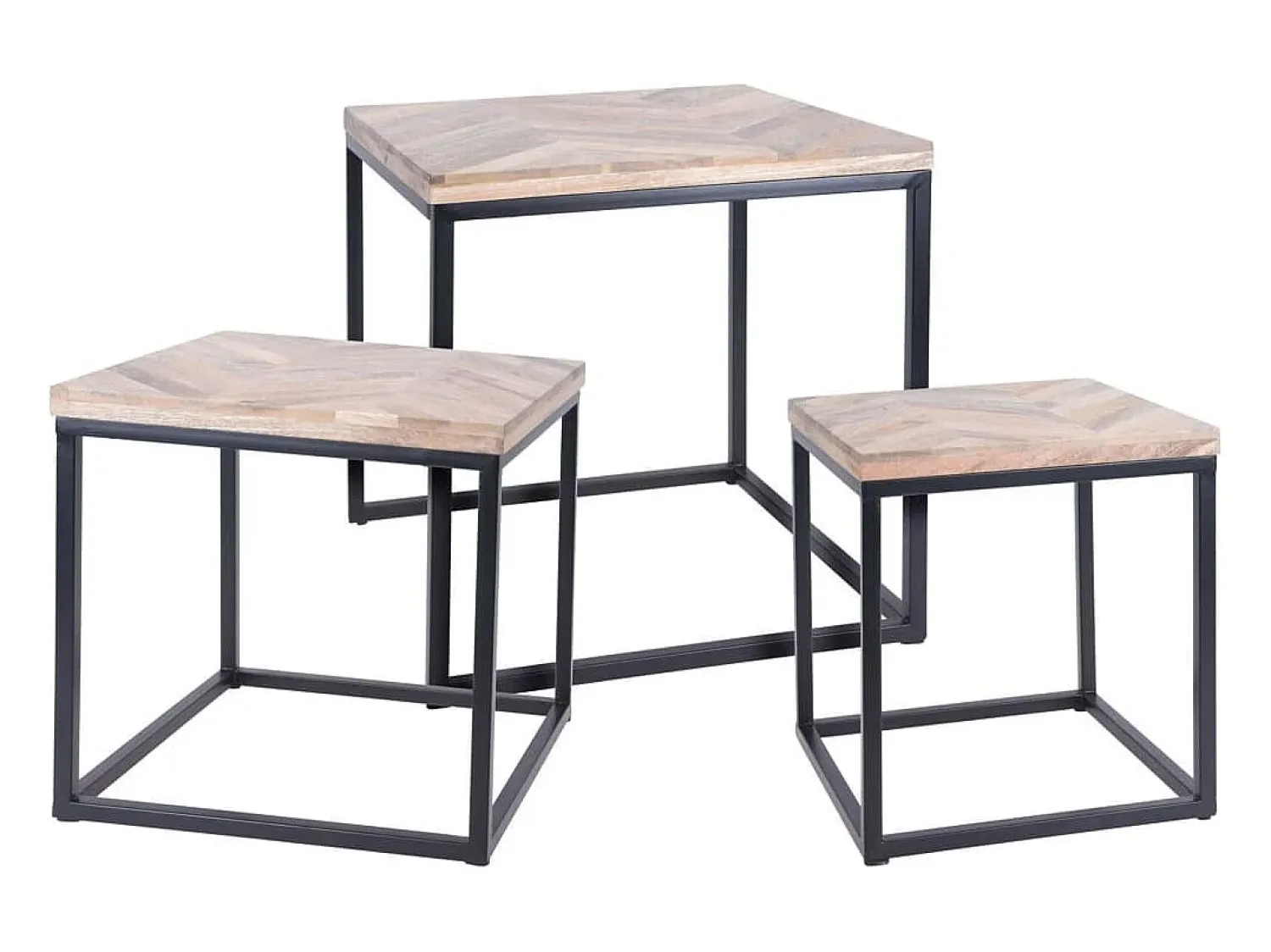 H&S Collection Juego de mesas auxiliares 3 piezas madera de teca^ Mesa De Apoio