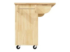Móvel De Arrumação|Hauss Spole Ilha de cozinha com 2 portas e 3 gavetas, tampo extensível, padrão axadrezado, cor natural. Natural claro