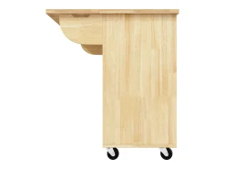 Móvel De Arrumação|Hauss Spole Ilha de cozinha com 2 portas e 3 gavetas, tampo extensível, padrão axadrezado, cor natural. Natural claro