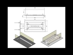 Lareira* Inserção/suporte para queimador de bioetanol 60cm em aço inoxidável com vidros incluídos Cinzento