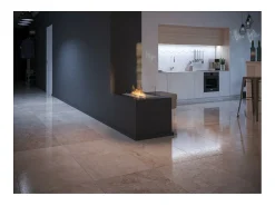 Lareira* Inserção/suporte para queimador de bioetanol 60cm em aço inoxidável com vidros incluídos Cinzento