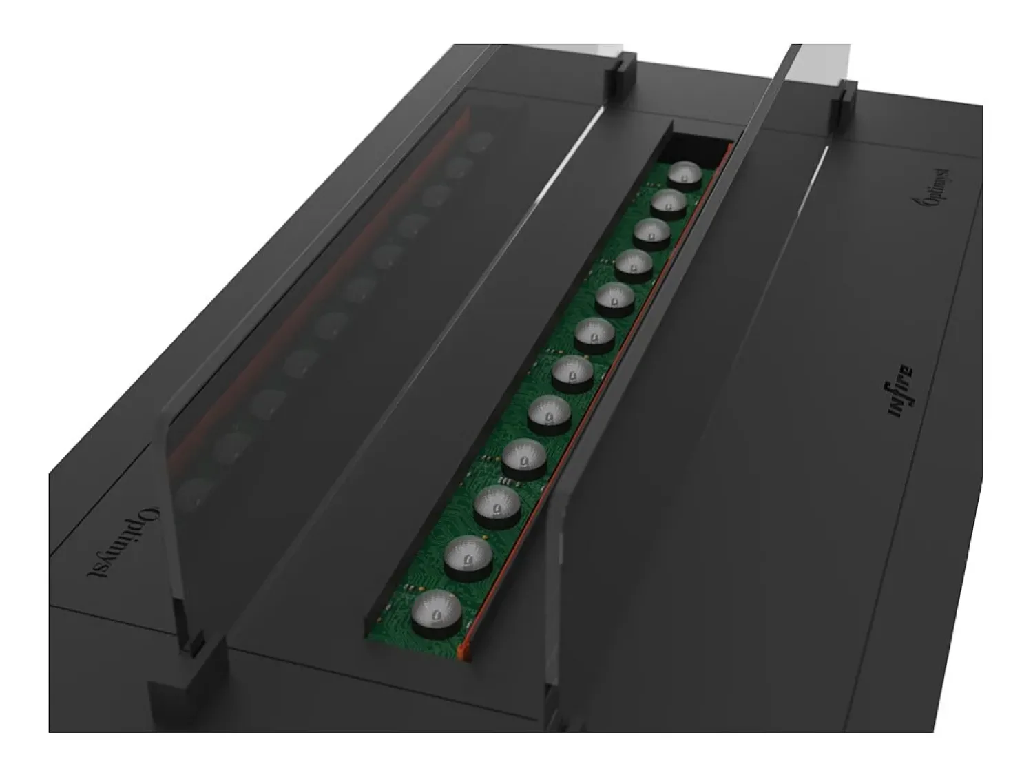 Lareira* Invapo Insert 700 Lareira a vapor embutida - Chama 3D multicolorida, app, tanque 1,2 l, recarga automática - 70 cm Preto