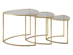 Clearance JOGO DE MESAS DE CENTRO TRIÂNGULO 3 PCS CM Ø 60X50-50X45-40X40 Dourado