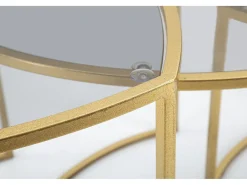 Clearance JOGO DE MESAS DE CENTRO TRIÂNGULO 3 PCS CM Ø 60X50-50X45-40X40 Dourado