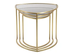 Clearance JOGO DE MESAS DE CENTRO TRIÂNGULO 3 PCS CM Ø 60X50-50X45-40X40 Dourado