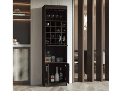 Móvel De Bar*TuHome Kava Espresso Melamine Bar Cabinet with Cup Shelf and Lower Cabinet, 180.6 cm X 51 cm X 34 cm, Multicolor Multicor