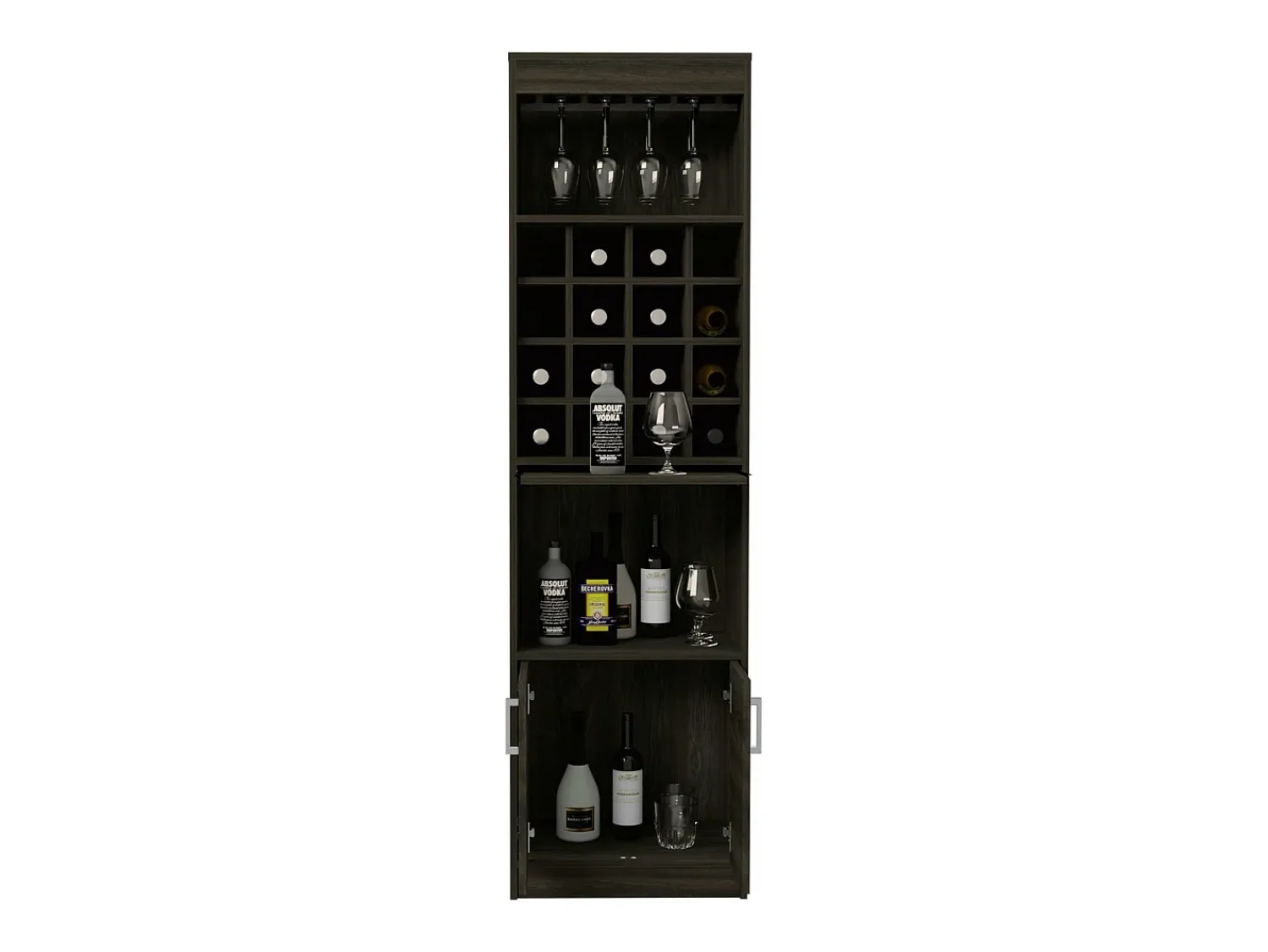 Móvel De Bar*TuHome Kava Espresso Melamine Bar Cabinet with Cup Shelf and Lower Cabinet, 180.6 cm X 51 cm X 34 cm, Multicolor Multicor