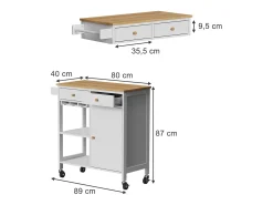Móvel De Arrumação*Vicco Küchenwagen 89x40x87 trayz Branco