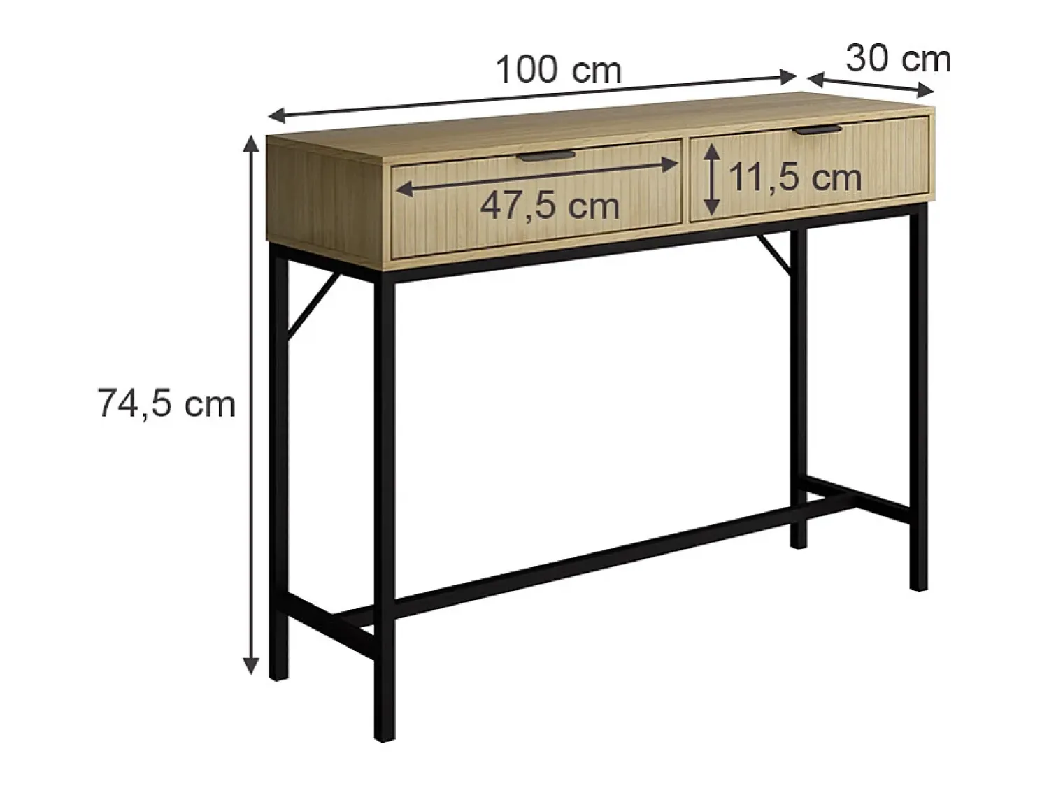Consola|Vicco Konsolentisch carvalho 100x30x75 lennox Natural claro