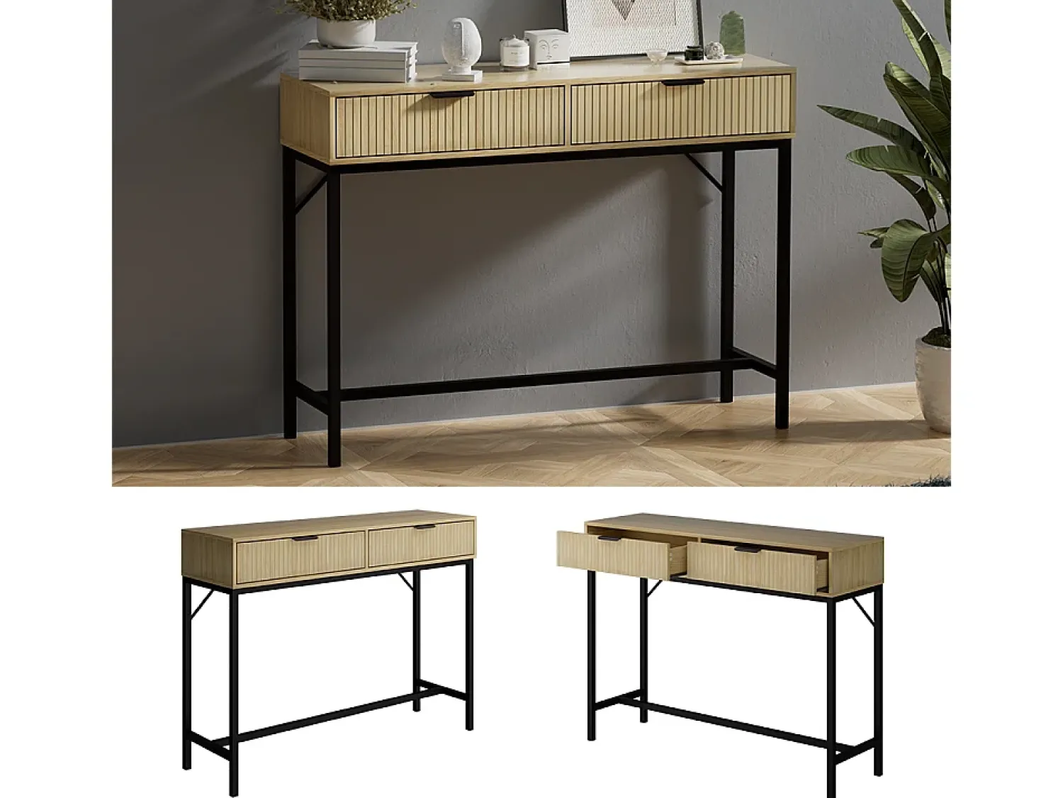 Consola|Vicco Konsolentisch carvalho 100x30x75 lennox Natural claro