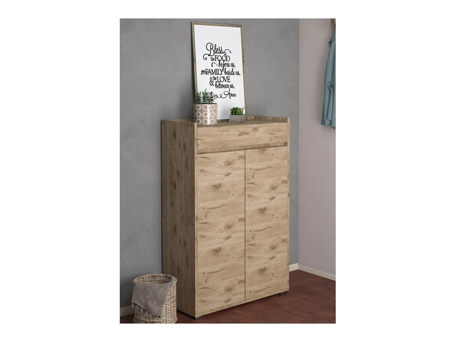 Best Loft24 Kosmo | Sapateira com 2 Portas e 1 Gaveta em Carvalho Castanho
