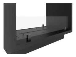 New Lareira a Bioetanol 2 Lados 1000 Slim Vert Embutida com Duas Frentes - Fosco, com Vidro, Queimador de 1L, Design Moderno Preto