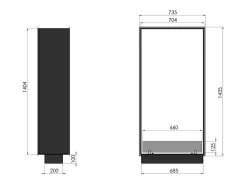 Lareira| Lareira a Bioetanol 2 Lados 1400 Slim Vert Embutida com Duas Frentes - Fosco, com Vidro, Queimador de 1,2L, Design Moderno Preto