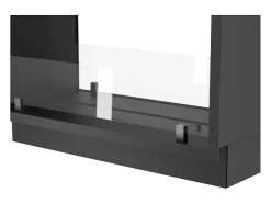 Lareira| Lareira a Bioetanol 2 Lados 1400 Slim Vert Embutida com Duas Frentes - Fosco, com Vidro, Queimador de 1,2L, Design Moderno Preto