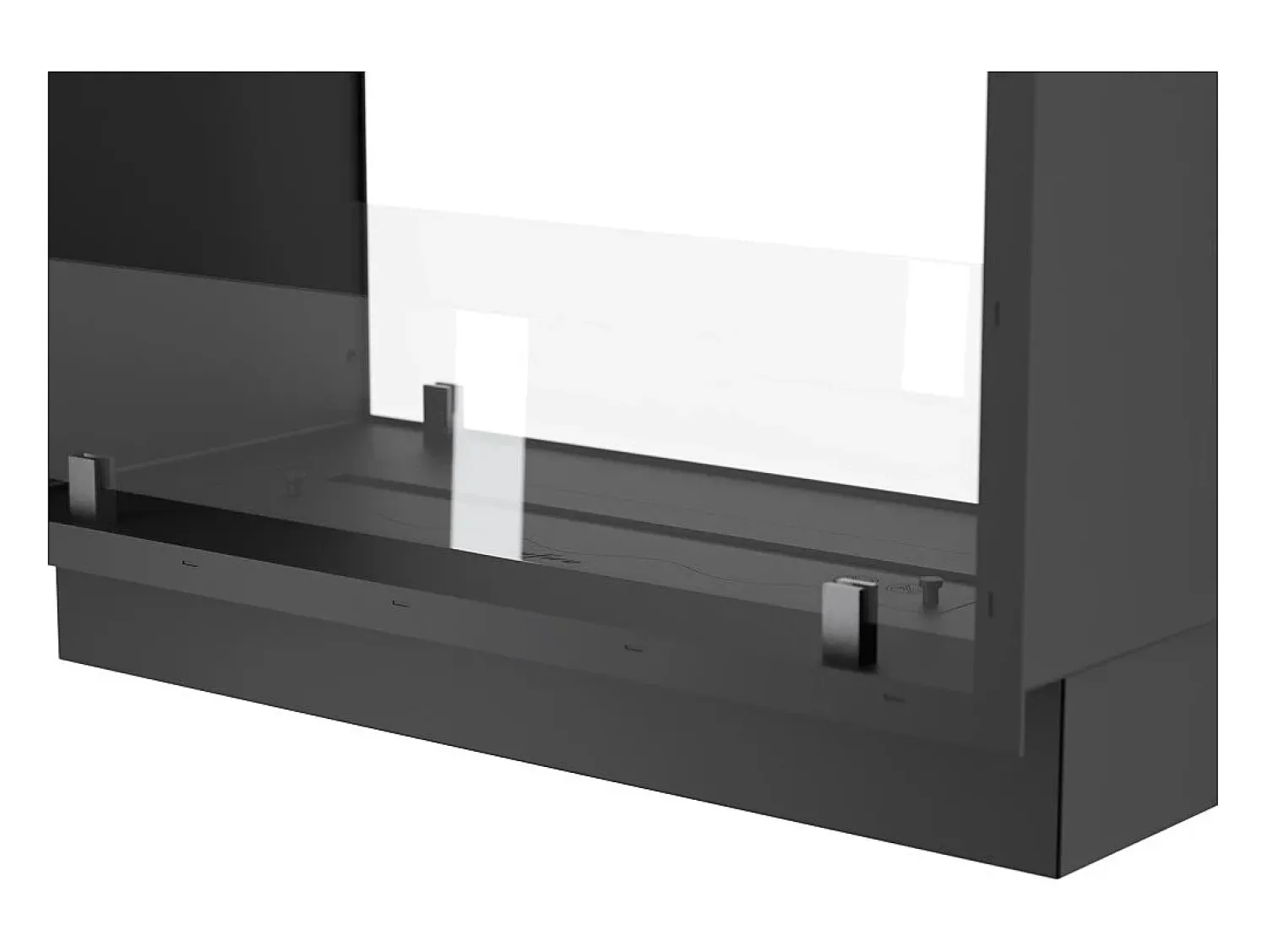 Lareira| Lareira a Bioetanol 2 Lados 1400 Slim Vert Embutida com Duas Frentes - Fosco, com Vidro, Queimador de 1,2L, Design Moderno Preto