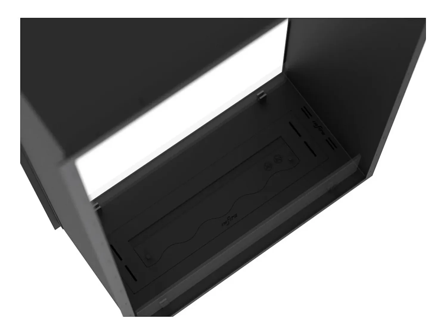 Lareira| Lareira a Bioetanol 2 Lados 1400 Slim Vert Embutida com Duas Frentes - Fosco, com Vidro, Queimador de 1,2L, Design Moderno Preto