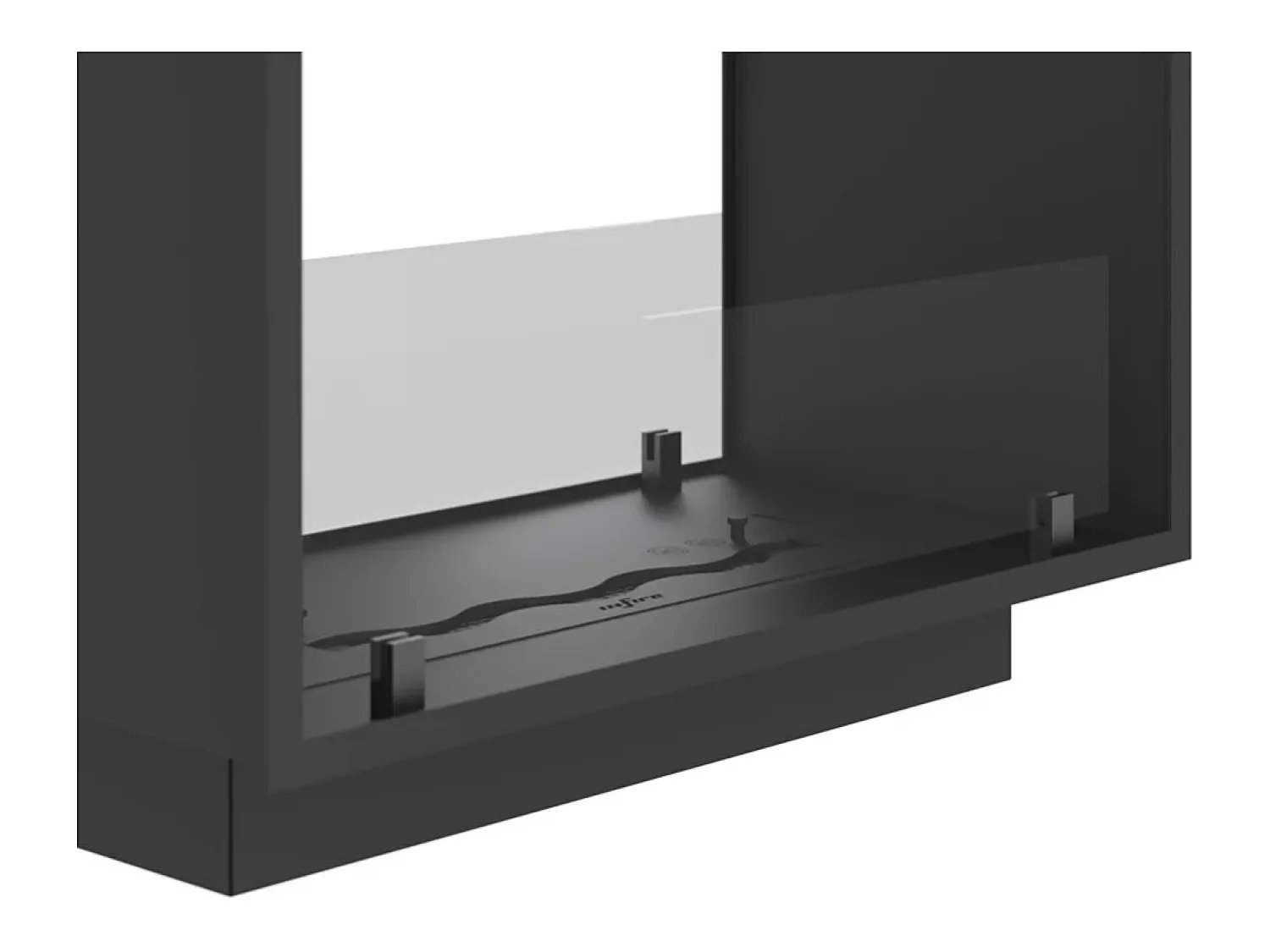 Lareira| Lareira a Bioetanol 2 Lados 1400 Slim Vert Embutida com Duas Frentes - Fosco, com Vidro, Queimador de 1,2L, Design Moderno Preto